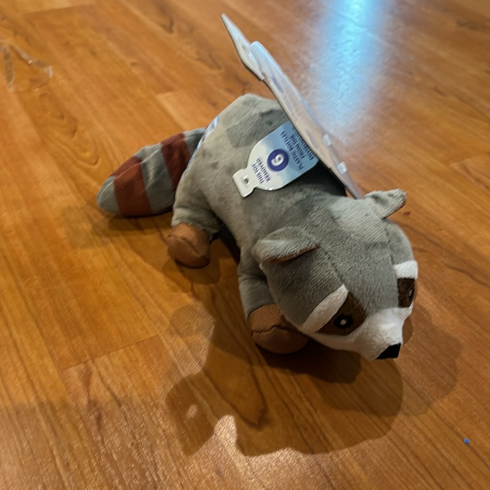 SPUNKY PUP CLEAN EARTH SMALL RACOON PLUSH DOG TOY FLOATS RECYCLED BOTTLES NEW